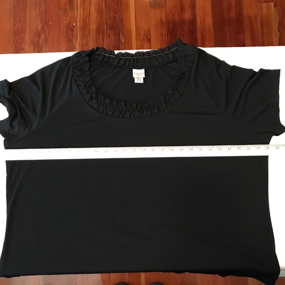 COVINGTON Ruffle Round Neck Black Short Sleeve Blouse Women’s Plus Size 26 2X - Picture 11 of 16